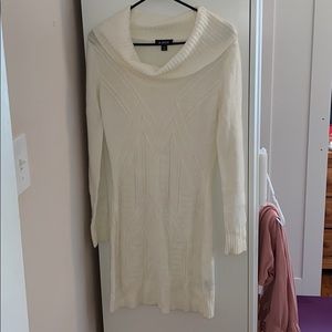 Cowl Neck / Off the shoulder ivory sweater dress